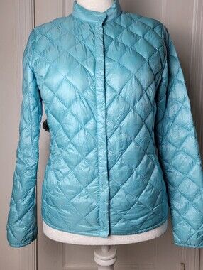 Uniqlo Ultralight Down, Tag Size L, Packable Jacket, Robin's Egg Blue Snap Front